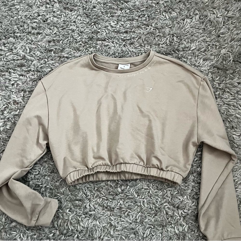 Gymshark x Whitney Simmons tan cropped hoodie size small